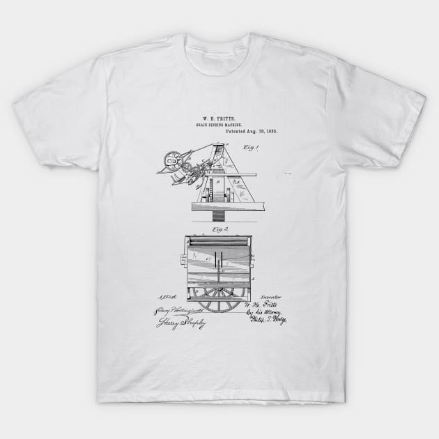 Grain Binding Machine Vintage Patent Hand Drawing T-Shirt by TheYoungDesigns